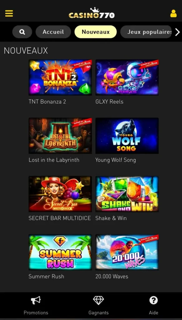 application mobile au 770 Casino